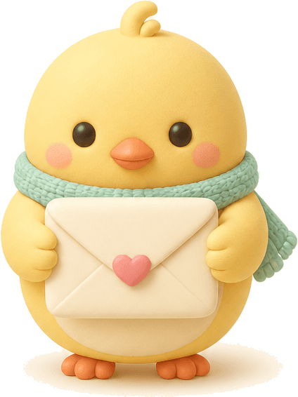 Nesty holding out a sealed envelope